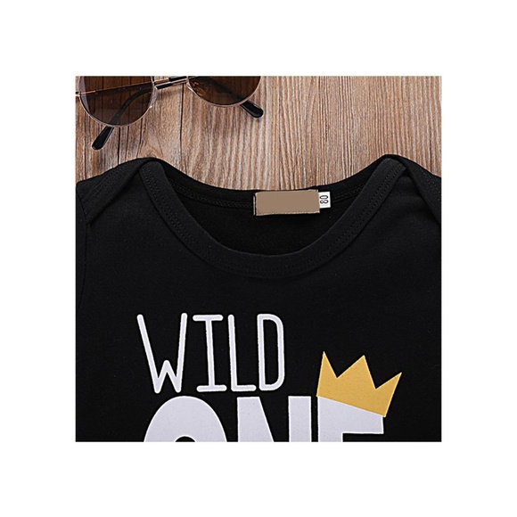 Black White Graphic Wild One Onsie Romper Baby - Picture 3 of 5